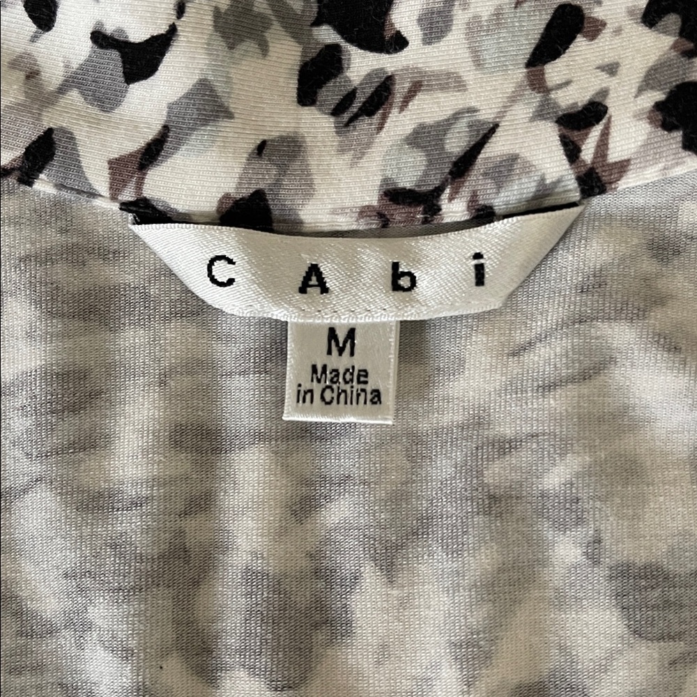 CAbi Black and White Abstract Print Jersey Knit 3/4 Sleeve Shirt Dress M - Picture 8 of 13